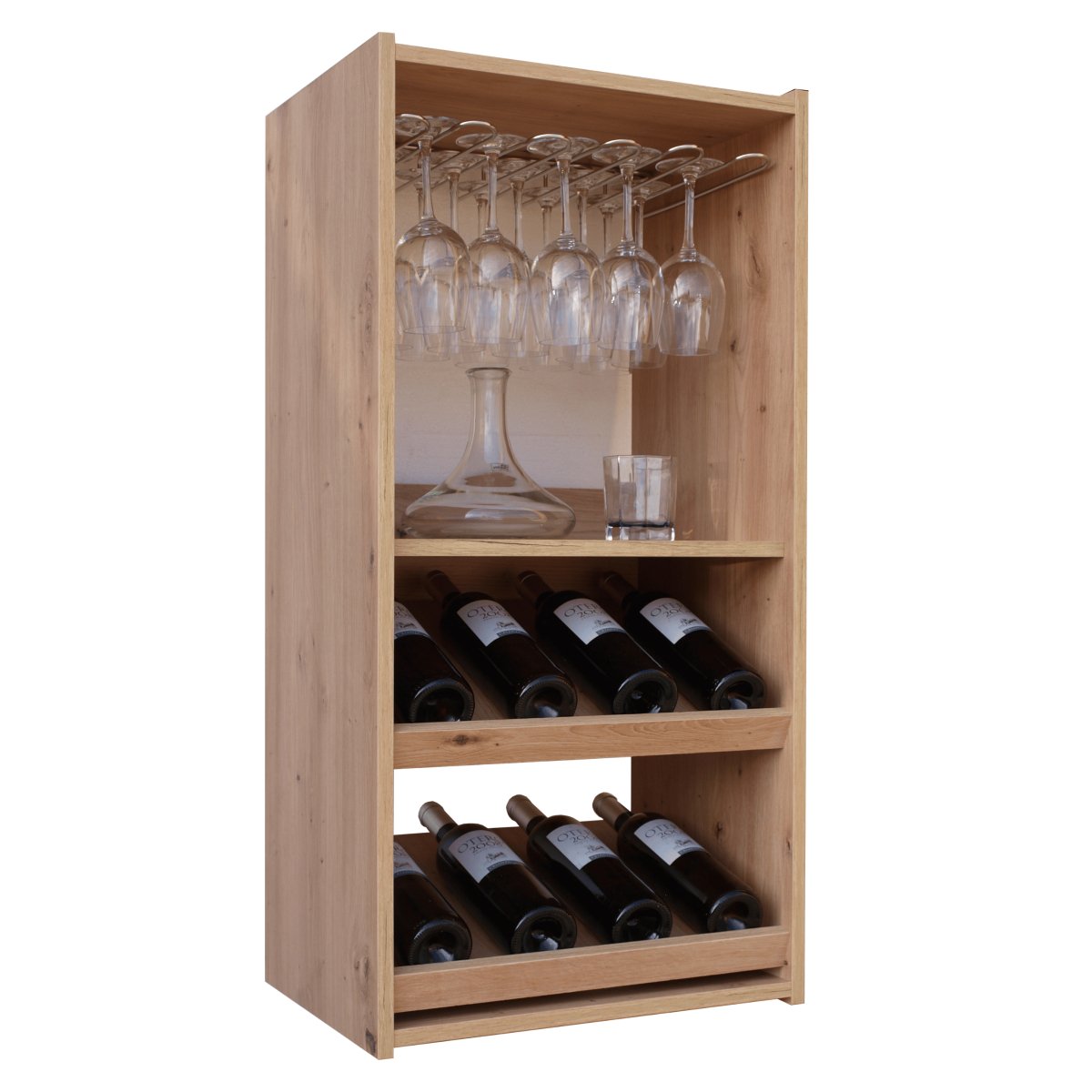 porte bouteilles et verre en bois