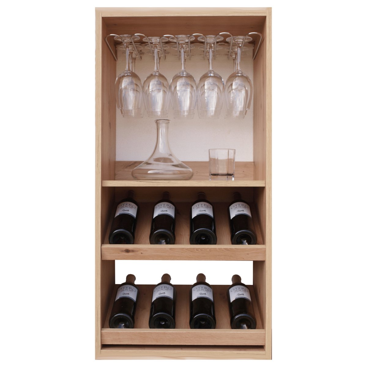 porte bouteille et verre en bois